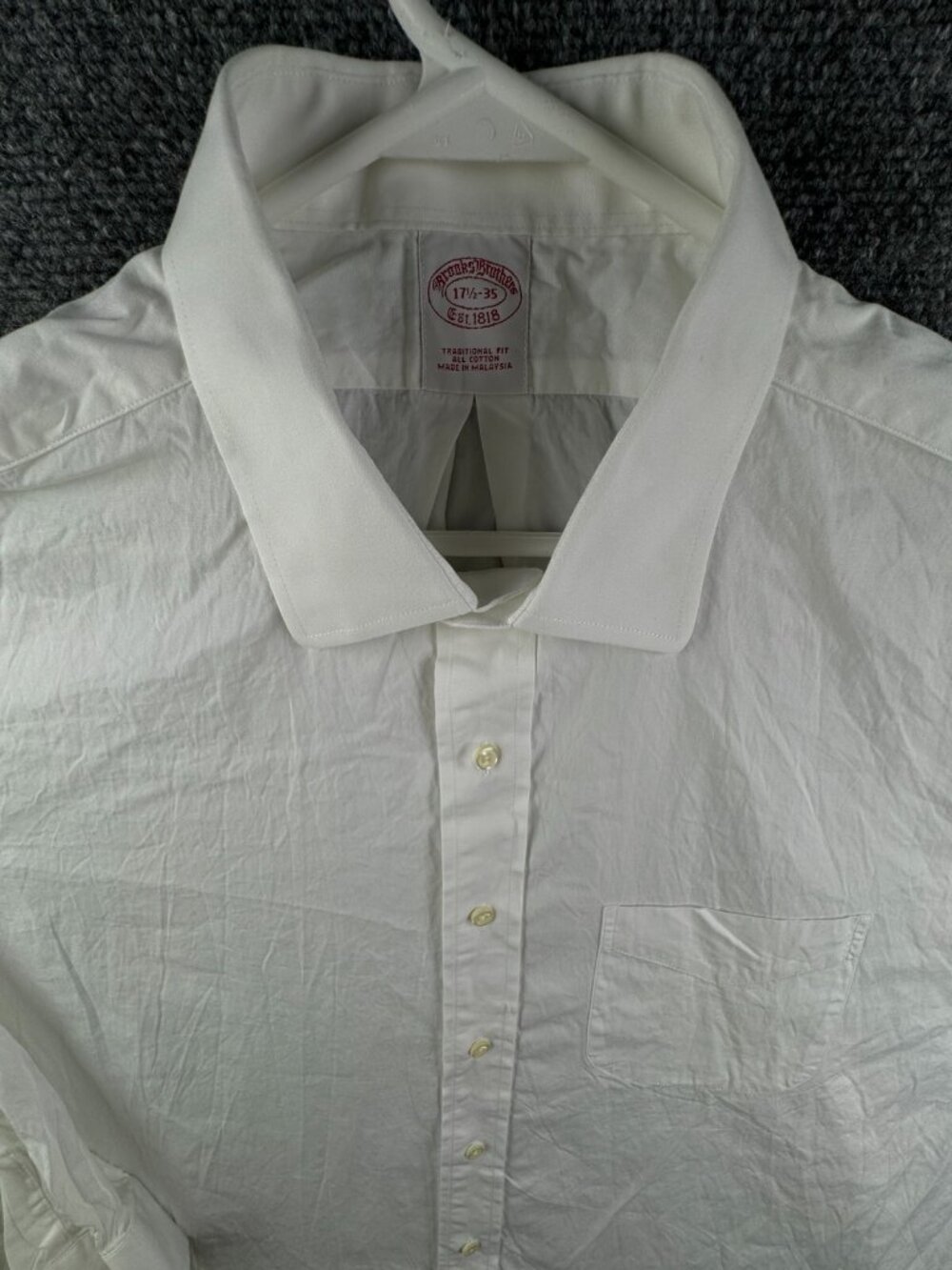 Brooks Brothers Men 17.5 35 Traditional Fit Button Up Shirt Long Sleeve White